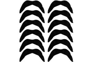 VilaGi Fake Moustache,12 Pcs Self Adhesive Novelty Mustaches Fancy Dress Stick On Mexican False Moustaches for Adults for Masquerade Party Favor, Costume Party Performance,Fake Beards Pack,Black