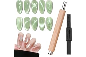 CANIPHA 2 piezas de imanes para decoración de uñas de ojo de gato de color madera y negro, imán de ojo de gato, herramientas de imán para esmalte de uñas en gel productos para uñas de gel para esmalte