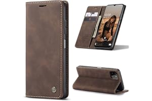 owlhold Coque Samsung Galaxy A22 5G, Housse Antichoc en Cuir PU Premium Fentes Cartes Etui Pochette de Portefeuille avec Fonction Support Case à Rabat Housse Samsung Galaxy A22 5G - Café