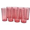 Yalin 24-Ounce Plastic Tumbler Acrylic Drinking Glasses, Reusable Plastic Cups, Stackable, BPA-Free, Shatter Proof, Dishwasher Safe, Set of 8 (Pink)