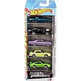Hot Wheels 5'li Fast & Furious Araba Seti, Hızlı ve &Ouml;fkeli filmlerindeki arabalardan ilham alan 5 adet 1:64 &ouml;l&ccedil;ekli metal ara
