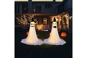 LITTLEBOYNY Decorazioni per Halloween, luci fantasma, decorazione fantasma, con idea regalo, per Halloween, per veranda anteriore, giardino, casa, festa di fantasma, bianco caldo
