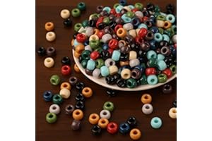 DAHI 1000 Pezzi Perline Colorate Acrilico Pony Beads, 6 x 9 mm, Perle Capelli, Perline Foro Grande Multicolore, per Braccialetti Collane Gioielli Fai da Te (D)