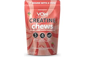 Vow Nutrition Creatine Chews,100 Strawberry Flavoured Chews, Creatine Monohydrate, Convenient & Tasty Chewable Creatine Informed Sports Approved (Strawberry)