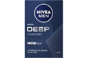 NIVEA MEN DEEP After Shave Lotion, Antibacterial Formula with Black Carbon & Woody Scent, Post-Shave Skin Protection, 100ml