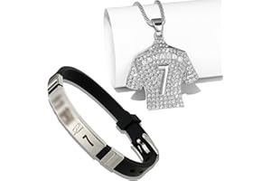 ClcIosis 2 Stück Fußball Kette, Fußballsport Armband Silber Halskette Nummer 7 Armband und Kette für Jungen Fußball Trikot Halskette Kinderkette Jungen, für Fußballfans Ostern Geschenk