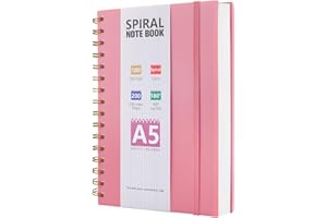 HIJYOO A5 Journal Notebook, 100GSM 200 Pages A5 Notepad Wirebound Notebooks for Women/Men, PVC Waterproof Cover Note Book with Lined Paper, Notepad for Office School Supplies, Pink