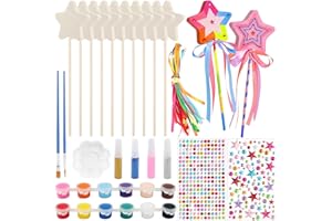 YSsgjK Zauberstab Bastelset Zauberstäbe für Kinder, 12 Stück Holz Stern Zauberstäbe Selber Basteln Geschenk Party, Prinzessin Fee Feenstab Zauberstab Set, DIY Geburtstag Handwerk Basteln Mädchen