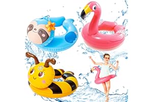 MORAINJAY Set di 3 anelli da nuoto gonfiabili, con design animale, giocattoli gonfiabili, anelli di gomma per piscina e spiaggia, regali estivi per bambini e adulti