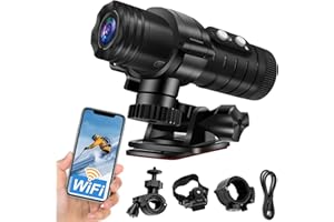 SecuraLen Action Cam WiFi, HD 1080P & Angolo Ampio di 120° Telecamera Moto, Livellamento Automatico Dell'orizzonte Mini Telecamera con Batteria Grande per un Utilizzo Prolungato