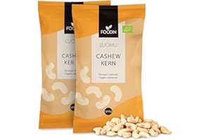 ‎FOODIN FOODIN Cashewnüsse Bio, 2x500g ganze Cashewnüsse, gute Quelle für Eiweiß & ungesättigte Fette, 100% aus biologischem Anbau, glutenfreier und veganer Snack, (2x500g)