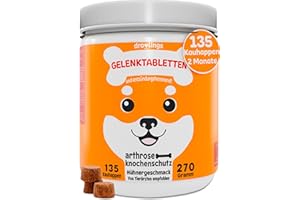 DROOLINGS Gelenktabletten Hund 135 Kauhappen mit Grünlippmuschel Teufelskralle und Glucosamin 100 % natürlich für Gelenke Knochenschutz bei Arthrose