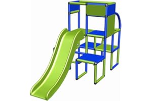 Moveandstic 6438 - Spielturm Tim Gartenhaus Spielhaus Kletterturm mit Rutsche für Kleinkinder Kinderzimmer Spielzimmer Garten