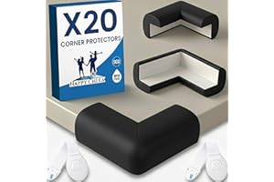 Happy Chlea® 20 x Zabezpieczenie Krawędzi dla Niemowląt z Technologią Aktywnej Pianki, Miękkich Ochraniaczy Narożnych dla Dzieci Oraz 2 Blokady do Szuflad, Stołów, Mebli (Czarny)