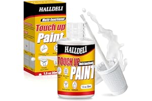 HALLDELI Pittura Bianca per Interni, 30 ml Vernice Bianca per Cucina e Bagno, Pittura per Graffi, Crepe e Macchie su Pareti, Lavandini, Vasca e Lavoro, Asciugatura Rapida Vernice Piastrelle con Pennello