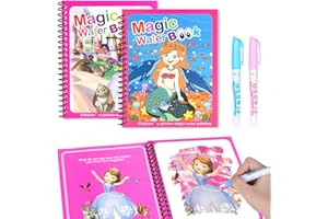 OSDUE Water Colouring Books for Children, Magic Water Paint Coloring Books for Toddler, 3 4 5 6 Year Old Boys Girls Gifts Educational Learning Doodle Toy Magic Water Colouring Book, Travel Toys