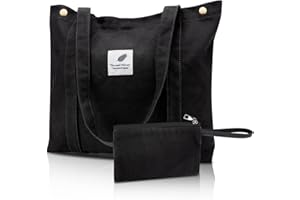 Luckits borse della spesa da donna di grande capacità con tasca interna, borsa a tracolla da ragazza lavabile Borsa a tracolla per college Borse in cotone stampato Borsa