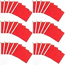 50 Bandiere Arancione A Mano - Con Bastoncini, Per Feste, Sport, Decorazioni - Foto 5