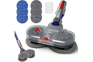 DYDHRER Tête de Vadrouille Electrique pour Dyson V7 / V8 / V10 / V11 / V15 Aspirateur, Sol électrique avec Réservoir d'eau Amovible et 6 Vadrouilles Lavables (Grey)
