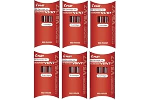 Pilot bxc-v5/V7 Rouge Recharge Cartouches d'encre de rechange de remplacement pour stylo roller Hi-Tecpoint V5 et système V7 Cartouche d'encre liquide rechargeable (Lot de 6–18 Cartouches)