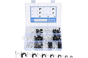 XIAOMOYU Morsetti per Cavi Rotondi, 600 Pezzi Fermacavo con Chiodo, Fermacavi Clip da Parete, Ferma Cavi Muro per Cavi Telefonici Ethernet Via Cavo - Nero, Bianco, 4mm/5mm/6mm/7mm/8mm/10mm/12mm