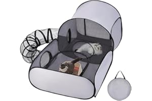 SMILESHINEY Parc d'extérieur pour Chat - Enclos pour Chat - pour l'extérieur - avec Design Portable - Maison de Jeu Interactive avec Tunnel - Accessoire Portable pour Animaux de Compagnie pour Chiots et Petits