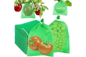 WAYBWZDQ 100 Pièces Sac de Protection de Raisins, Sac Protection Fruits, Sacs Filets Protection Grappes de Raisin, Sachets en tissu non tissé avec Cordon de Serrage, Contre pour Oiseaux Insectes