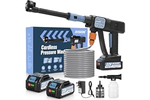 JVISION Cordless Pressure Washer, Portable Power Washer for Patio & Car, 6 in 1 Battery-Operated System with 5M Hose, Jet Wash Tool with Dual Batteries, High-Pressure Cordless Jet Cleaner