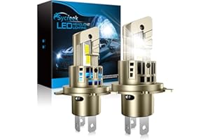 Sycreek Bombillas H4 HB2 9003 LED,80W 28000LM 6500K Blanco,1:1 Mini Diseño para el Coche Kit de Reemplazo Halógeno,2 Led H4