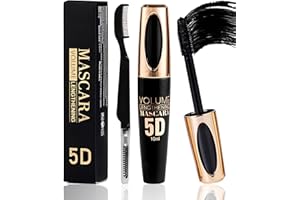 LESTPOLA Máscara De Pestañas De Fibra De Seda 5D Negro, Rímel A Prueba De Agua De Larga Duración No Blooming, Rimel Pestañas Volumen Y Largura, Mascara De Pestañas Rizador De Secado Rápido Para Mujeres Y Niñas