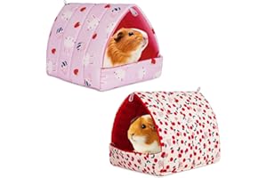 HOTUT Maison pour Cochon d'Inde, 2 Pieces Petits Animaux Couchages Hiver Cabane, Lits Grotte Chauds Petits, Confortable et Chaud, pour Lapin Nain Chinchilla Hérisson Cobayes Ecureuils