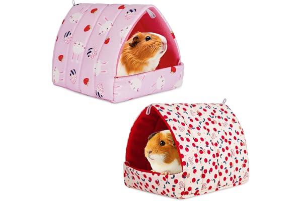 HOTUT Maison pour Cochon d'Inde, 2 Pieces Petits Animaux Couchages Hiver Cabane, Lits Grotte Chauds Petits, Confortable et Chaud, pour Lapin Nain Chinchilla Hérisson Cobayes Ecureuils
