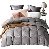 Amazon Brand - Umi White Goose Feather and Down Duvet with 100% Cotton Down Proof Fabric (13.5 Tog, King,Grey)