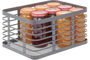 mDesign Porta oggetti in metallo – Cestino portaoggetti aperto perfetto per cucina, bagno, ufficio, lavanderia, dispensa – Pratico organizer multiuso per la casa – grigio