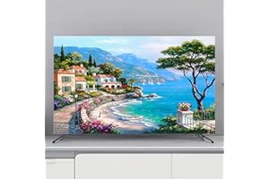 Hiseng TV Abdeckung Staubschutzhülle, Exquisit Hülle Bezug Für Fernsehen Schutzhülle Hängend/Desktop Universal Stoff Tv Hülle Anwendbar 32-75 Zoll Flacher Fernseher (49-52 inches,Meer)