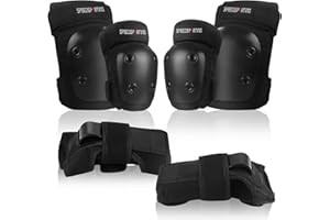 SPEEDSPORTING Kinder&Erwachsene Knieschoner Set Schützerset 6 in 1 Protektoren Set mit Knie-Ellbogen-verstellbare Handgelenkschoner Schutzausrüstung Rollerblading, Skaten