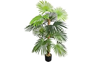 ‎DECOVEGO Decovego Künstliche Palme groß Kunstpalme Kunstpflanze Palme künstlich wie echt Plastikpflanze Balkon Palmenfarn Farnpalme Deko 120 cm hoch
