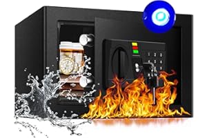 AltiKeep Elektronischer Tresor mit LED-Beleuchtung und Digitaltastatur, 20L Feuersicherer Safe für Zuhause, Büro, Hotel – Inklusive A4-Dokumentenbeutel und Wandmontage-Set (20x31x20cm)