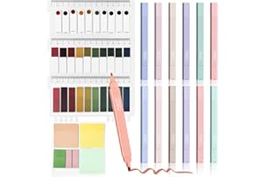 Nelxsene 700 Pezzi Segnapagina Adesivi,Sticky Notes Trasparenti con Scala,12 Penne doppia punta Evidenziatori Pastello,per Estetica Bibbia Marker Libro Annotazione scolastico Forniture