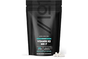 ALPHA01 Vitamin K2 MK-7 300mcg - Fermented Natto Based Vegan Vitamin K - Supports Bone Health - Non-GMO, Halal - 120 Vegan Capsules