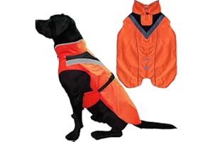 Lautus Pets Hunde-Regenmantel, wasserdicht, reflektierend, Hellorange mit Loch für die Leine (Größe S, Orange)