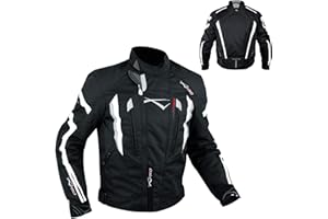 A-PRO Giacca Cordura Moto Tessuto Impermeabile Sport Touring Sfoderabile Bianco L