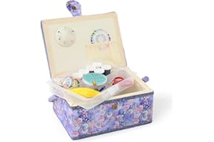 NOTIONSLAND Sewing Baskets for Home, Medium-Sized Sewing Box for Storage and Organisation, Sewing Basket with Accessories, Gift for Christmas, Thanksgiving, Mother's Day (Violet-Blue)