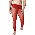 JOGAL Mens Mesh Sheer Stretchy Muscle Leggings