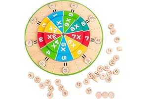 Dzmuero Jeu dapprentissage 1x1, Planche de Multiplication, Planche de Multiplication en Bois Montessori pour Enfants, Plateau tournant dapprentissage 1x1, Jouet dapprentissage des mathématiques