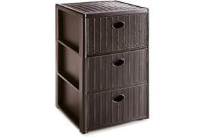 Stefanplast Elegance Cassettiera Salvaspazio 3 Cassetti, Polipropilene, Colore Moka, cm 40x37x60 h