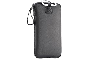 ‎ONEJOY OneJoy Neopren Handyhülle mit Karabiner, Handytasche passend für 6,1-6,9 Zoll Mobiltelefone, große Reißverschlussöffnung und eine Innentasche [ Schwarz ]