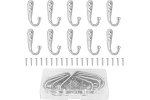 DAJMAIEZ 10 Piezas Ganchos Percheros de Pared, Gancho Simple Vintage de Metal, Antiguos Ganchos de Retro con Tornillos para Ropa Sombrero Dormitorios Cocina Baños Dormitorio, plata