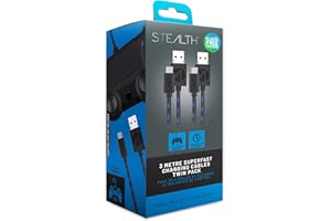 STEALTH SP-C10 Twin Play & Charge Cables (2x3m) - Black for PS4