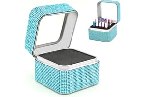 ANKEY PortaFrese per Unghie - Scatola Organizzatrice Antipolvere con 25 Postazioni e Cristalli - Contenitore Display per Trapano Manicure